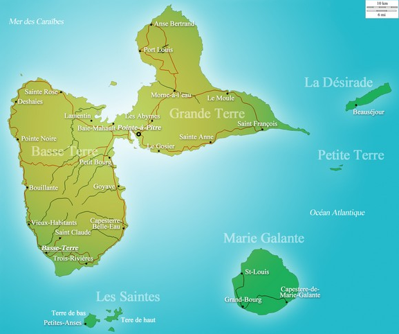 Carte de la Guadeloupe